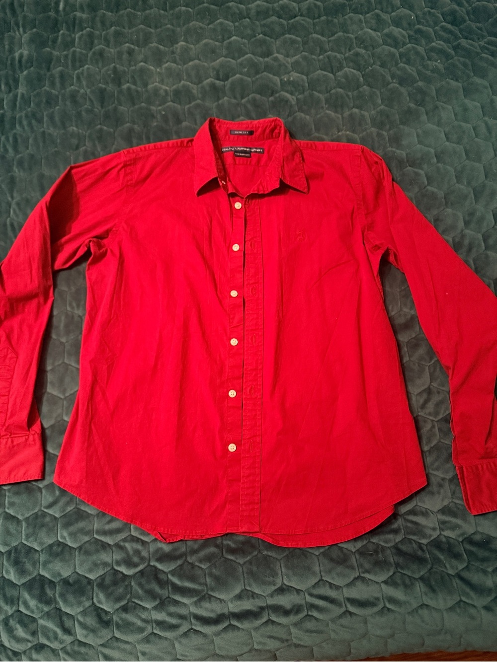 Ralph Lauren Boys Slim Fit Large Red Long-Sleeve Button-Down Shirt